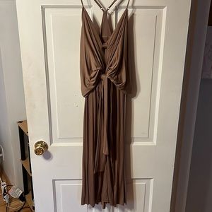Tan/brown stretchy v-neck dress